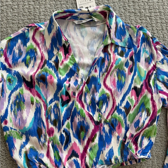 Zara Multicolor Patterned Crop Top - Picture 4 of 5